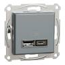 USB розетка тип А+С 2,4 А або 2 х 1,2 А сталь Asfora EPH2700362 у Києві