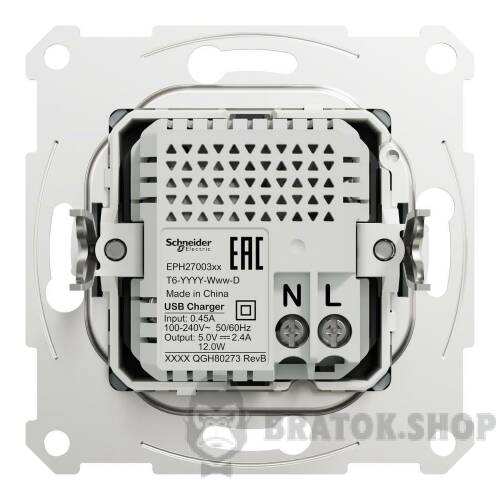 USB розетка тип А+С 2,4 А або 2 х 1,2 А сталь Asfora EPH2700362 у Києві