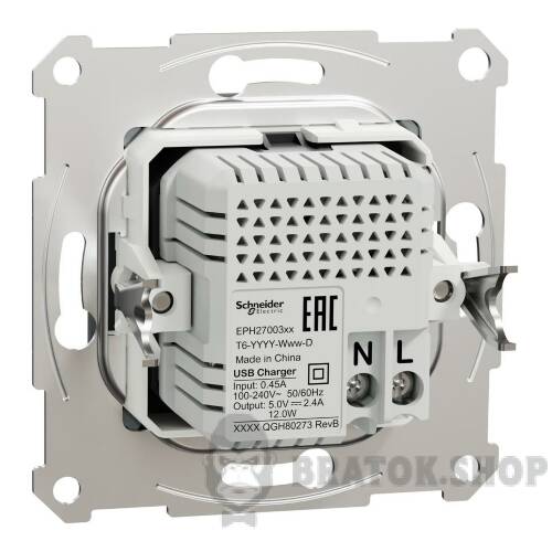 USB розетка тип А+С 2,4 А або 2 х 1,2 А сталь Asfora EPH2700362 у Києві
