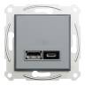 USB розетка тип А+С 2,4 А або 2 х 1,2 А сталь Asfora EPH2700362 у Києві