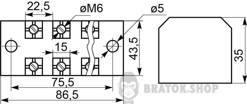 Клемна колодка прохідна 100A/3 АСКО-Укрем TB1003 A0130050025