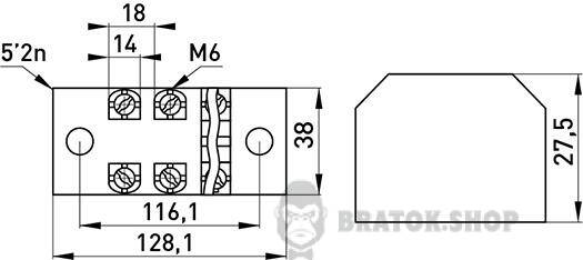 Клемна колодка захищена e.tc.protect.60.6, 60А, 6 полюсів p056021
