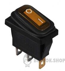 KCD3-101NW YL/B 220V Переключатель 1 клав. влагоза. желтый с подсветкой