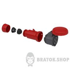 Кабельная розетка PratiKa, прямая, 16A, 3P+E, 380-415 B AC, IP67