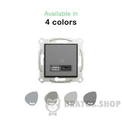 USB розетка тип А+С 2,4 А або 2 х 1,2 А бронза Asfora