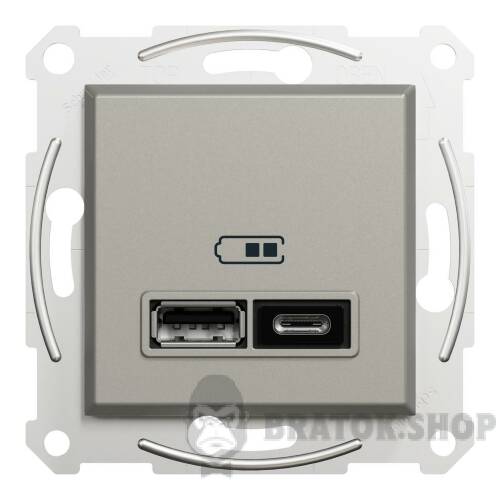 USB розетка тип А+С 2,4 А або 2 х 1,2 А бронза Asfora EPH2700369 у Києві
