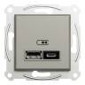 USB розетка тип А+С 2,4 А або 2 х 1,2 А бронза Asfora EPH2700369 у Києві