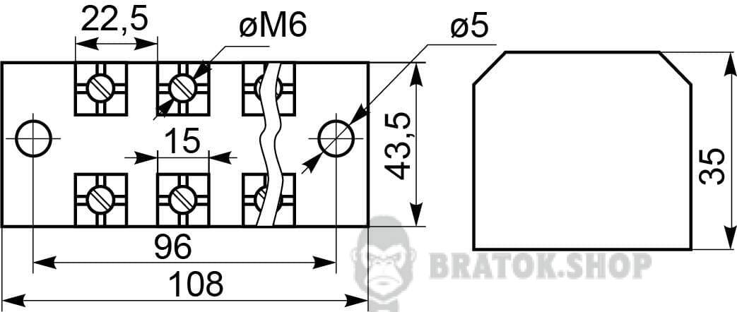 Клемна колодка прохідна 100A/4 АСКО-Укрем TB1004 A0130050026