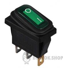 KCD3-101NW GR/B 220V Переключатель 1 клав. влагоза. зеленый с подсветкой
