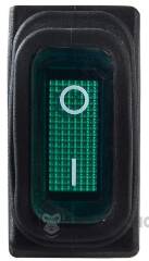 KCD3-101NW GR/B 220V Перемикач 1 клав. вологозах. зелений з підсвічуванням