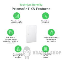 Розподільчий щит врізний, 4 ряди, 18 модулів, білі двері, PrismaSeT XS