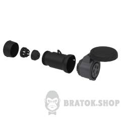 Кабельная розетка PratiKa, прямая, 16A, 3P+N+E, 380-415 B AC, IP67
