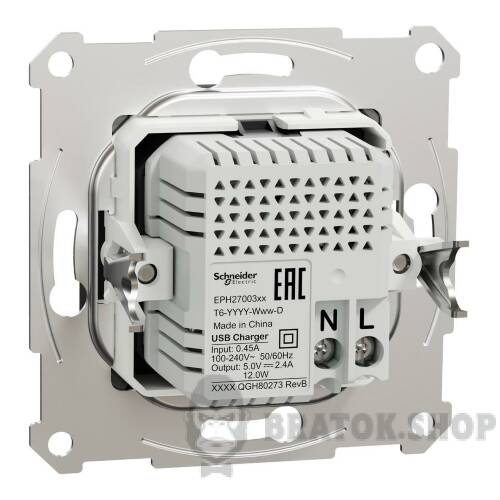 USB розетка тип А+С 2,4 А або 2 х 1,2 А антрацит Asfora EPH2700371 у Києві