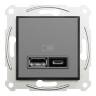 USB розетка тип А+С 2,4 А або 2 х 1,2 А антрацит Asfora EPH2700371 у Києві