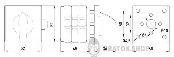 Пакетный переключатель LK16/3.323-SP/45 щитовой, на DIN – рейку, 3p, 1-0-2, 16А 8337-200 в Киеве
