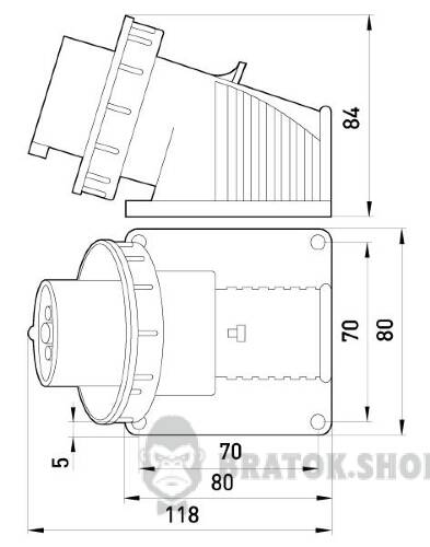Силова вилка стаціонарна 2Р+Z, 250В, 16А,IP67 3624-230 у Києві