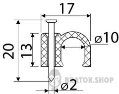 Скоба белая CHR-10 мм круглая (100 шт.)