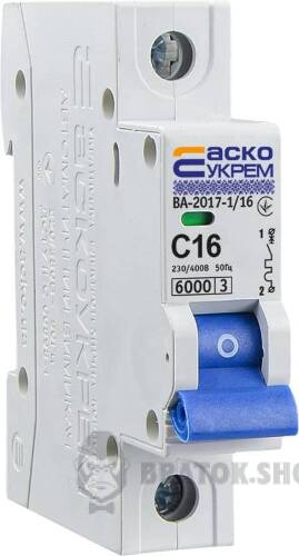 Автоматичний вимикач 1p 16A C 6kA АСКО-УКРЕМ ВА-2017 A0010170003 у Сумах