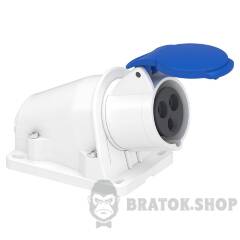 Розетка PratiKa, кутова, настінна, 16A, 2P + E, 200-250 B AC, з'єднання гвинтами