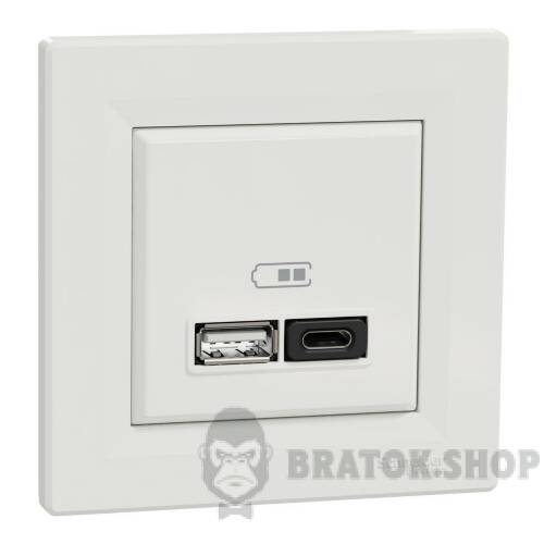 USB розетка А+С, 3 А, 45 Вт, біла EPH2700421 у Києві