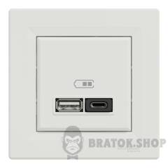 USB розетка А+С, 3 А, 45 Вт, біла