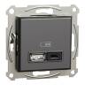 USB розетка А+С, 3 А, 45 Вт, антрацит EPH2700471 у Києві