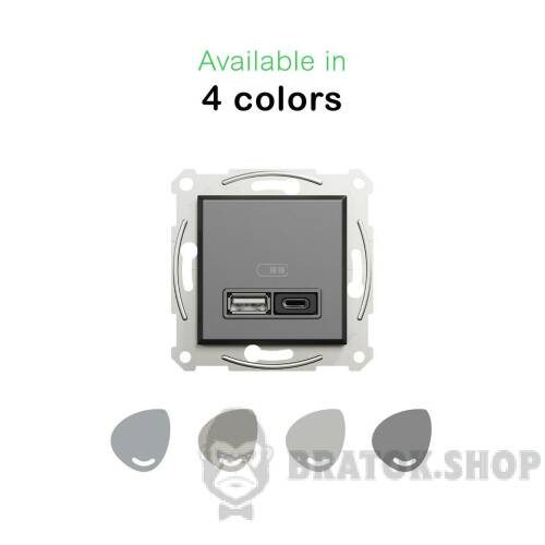 USB розетка А+С, 3 А, 45 Вт, антрацит EPH2700471 у Києві