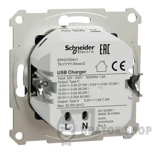USB розетка А+С, 3 А, 45 Вт, антрацит EPH2700471 у Києві