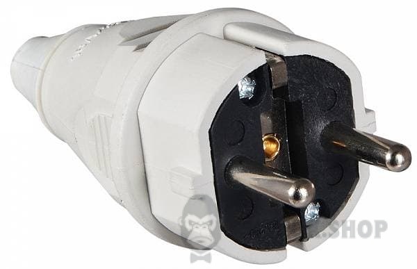Вилка силовая переносная Schuko 16A/2 220V 2Р+РЕ (012) АСКО-Укрем A0080010013 белый