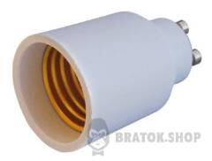 Переходник e.lamp adapter.GU10/Е27.white, из патрона GU10 на Е27, пластиковый