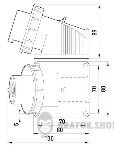 Силова вилка стаціонарна 3Р+N+Z, 400В, 16А,IP67 3626-230 у Києві