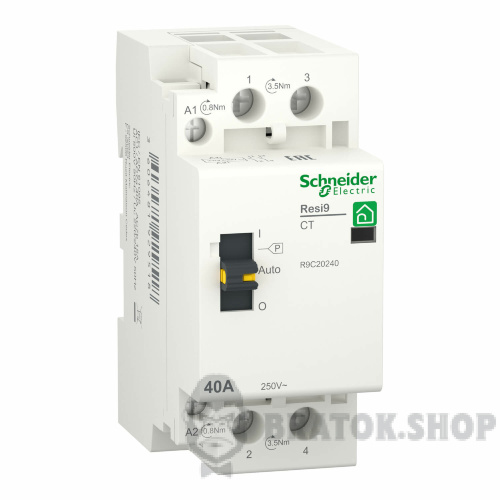 Контактор модульный 2Р 40А AC 1P+N 2NO Schneider Electric Resi9 (R9C20240)