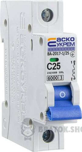 Автоматичний вимикач 1p 25A C 6kA АСКО-УКРЕМ ВА-2017 A0010170005 у Сумах