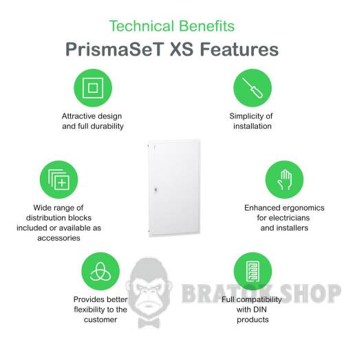 Распределительный щит врезной, 6 рядов, 24 модуля, белая дверь, PrismaSeT XS LVSXN624 в Сумах