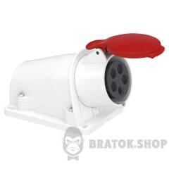 Розетка PratiKa, кутова, настінна, 16A, 3P + N + E, 380-415 B AC, з'єднання гвинтами