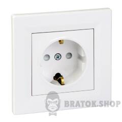 Asfora - single socket outlet with side earth - 16A shutters white 5 pack