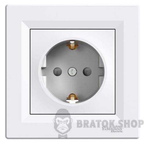 Asfora - single socket outlet with side earth - 16A shutters white 5 pack EPH2920221 у Києві