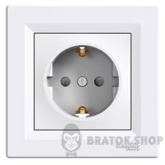 Asfora - single socket outlet with side earth - 16A shutters white 5 pack