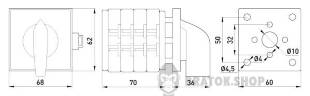 Пакетний перемикач LK40/4.322-SP/45 щитовий, на DIN - рейку, 0-1-2, 40А 8627-200