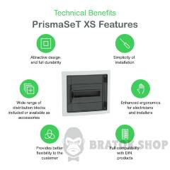 Розподільчий щит врізний, 1 ряд, 13 модулів, димчасті двері, PrismaSeT XS