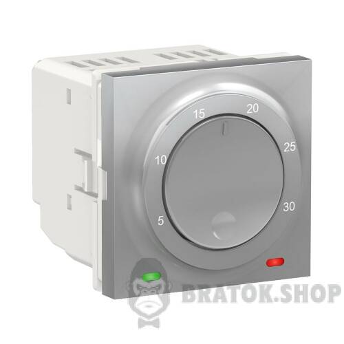 Термостат кімнатний, вбудованний датчик 8А алюміній NU350130