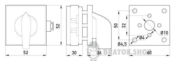 Пакетный переключатель LK25/1.216-SP/45 щитовой, на DIN – рейку, 1p, 0-1, 25А 8467-200 в Киеве