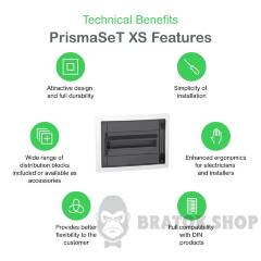 Розподільчий щит врізний, 1 ряд, 18 модулів, димчасті двері, PrismaSeT XS