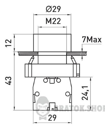 Кнопка без підсвітки плоска e.mb.ba61 синя, без фіксації, 1NO