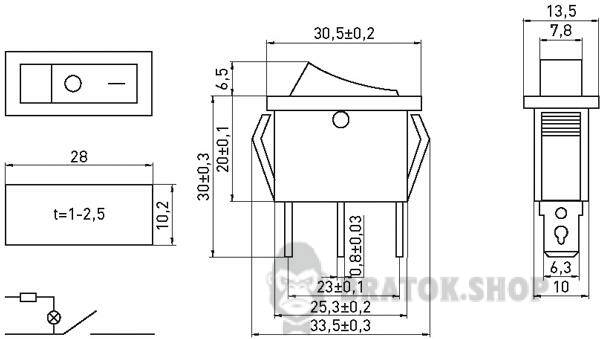Перемикач клавішний e.switch.key.03, 3 pin, з індикацією s2040003 у Києві