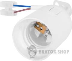 Патрон пластиковый подвесной e.lamp socket pendant..E27.pl.white, Е27, с кабелем 15см и клеммной колодкой, белый