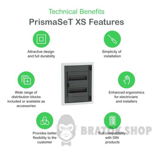 Распределительный щит врезной, 2 ряда, 13 модулей, дымчатая дверь, PrismaSeT XS LVSXP213 в Сумах