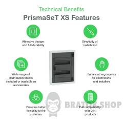 Розподільчий щит врізний, 2 ряди, 13 модулів, димчасті двері, PrismaSeT XS
