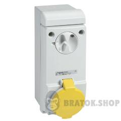 Unika interlocked socket - 32 A - 2P + E - 100...130 V AC - IP44 - wall