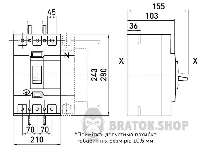 Силовой автоматический выключатель e.industrial.ukm.800Rе.800 с электронным расцепителем, 3р, 800А i0770025 в Киеве